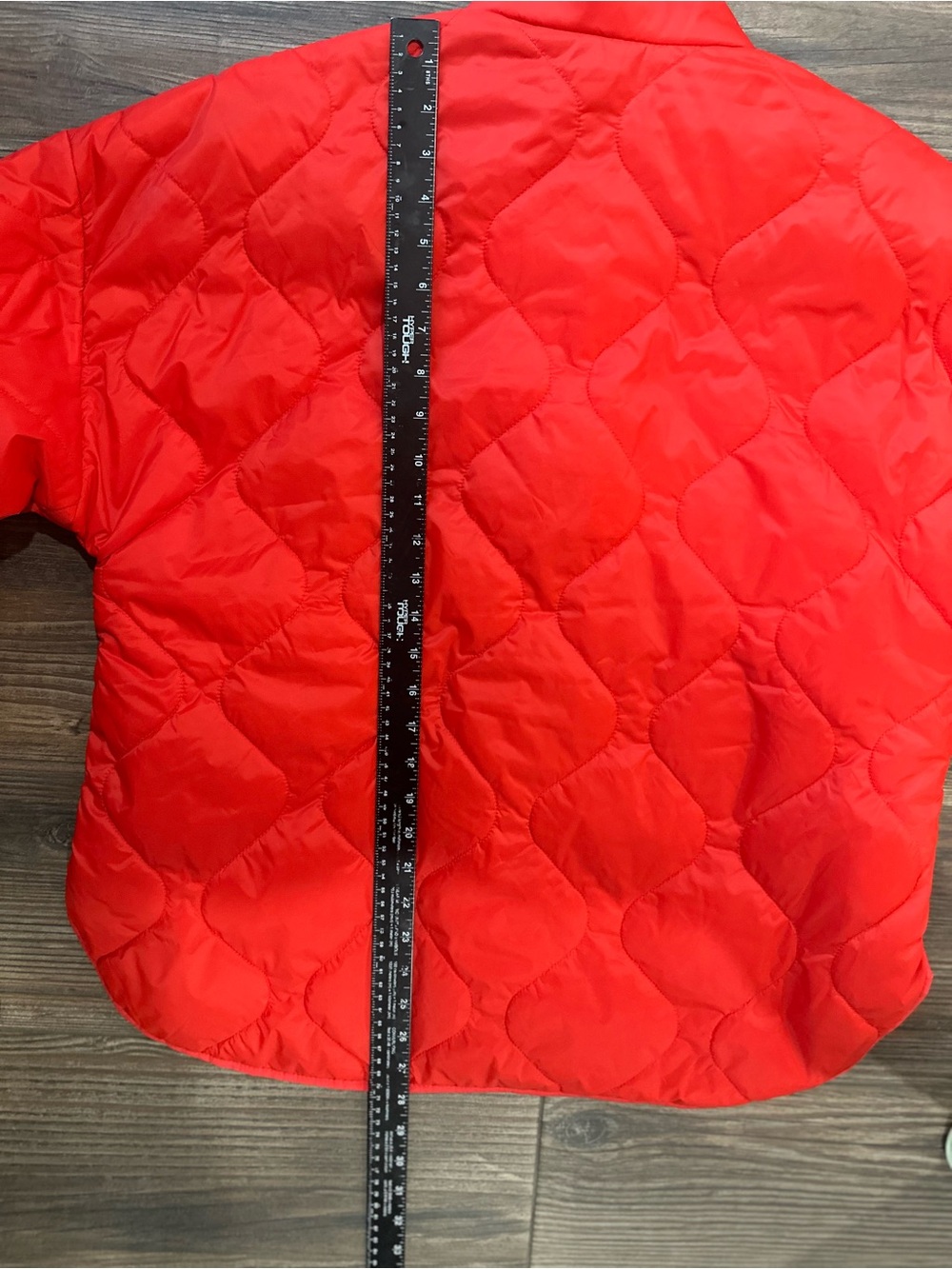Quilted Oversized Packable Half Zip Pullover Jacket - Red Orange - Picture 13 of 16
